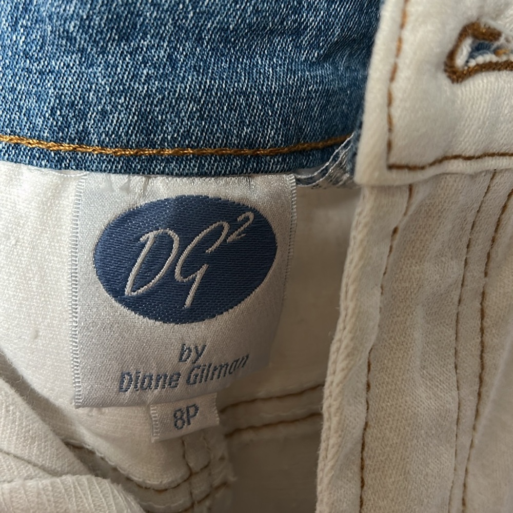 DG2 Diane Gilman Cream Flared Pants with Gold Button size 8 P - Picture 6 of 14